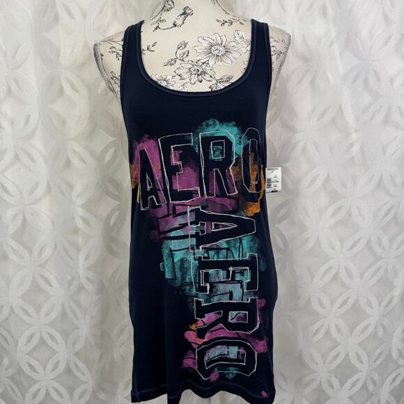 Aeropostale Blue Watercolor Tank top Size XXL NWT - Picture 6 of 7